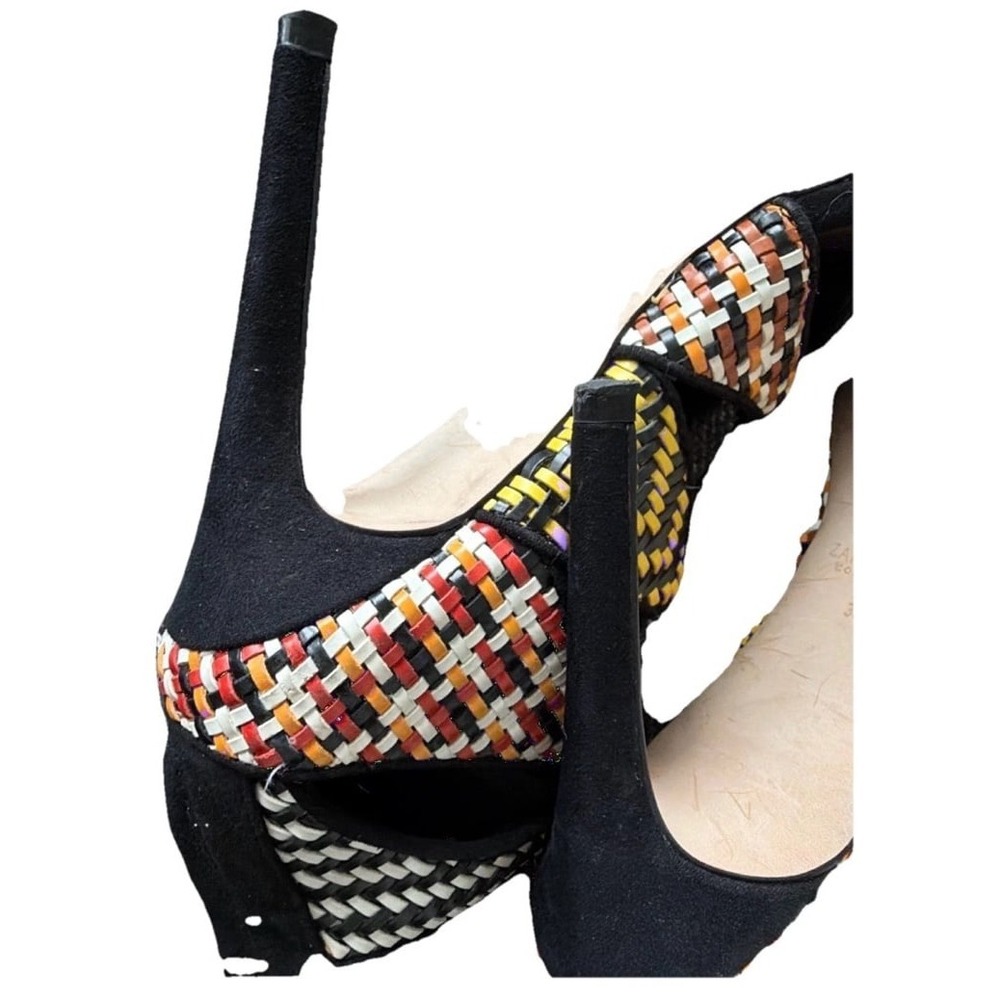Trendy Chic Sexy Stilleto Designer Stylish Multicolored Woven Shoe Sandals Zara - Picture 8 of 9